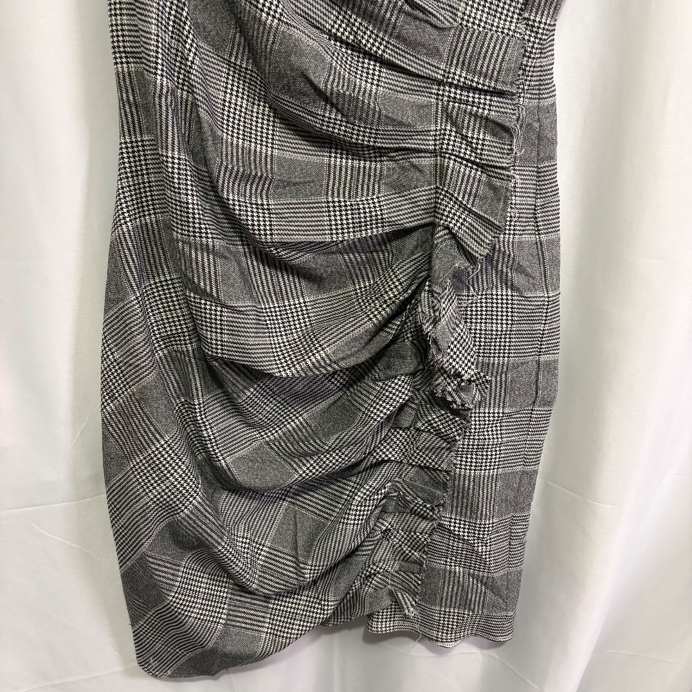 Rachel Rachel Roy Plaid Ruched Sleeveless Sheath Dress Black White Size 14 - Picture 4 of 10